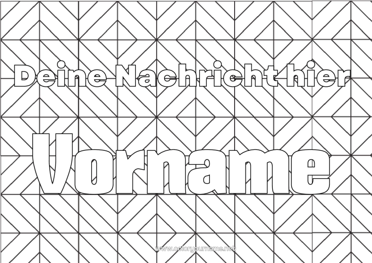 Malvorlage zum Ausdrucken Dekorierter Name Zentangle Geometrische Formen Dekorativer Hintergrund