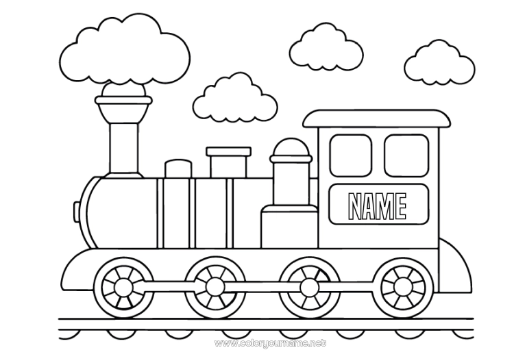 Coloring page to print Vehicles Train Locomotive Ground public transport