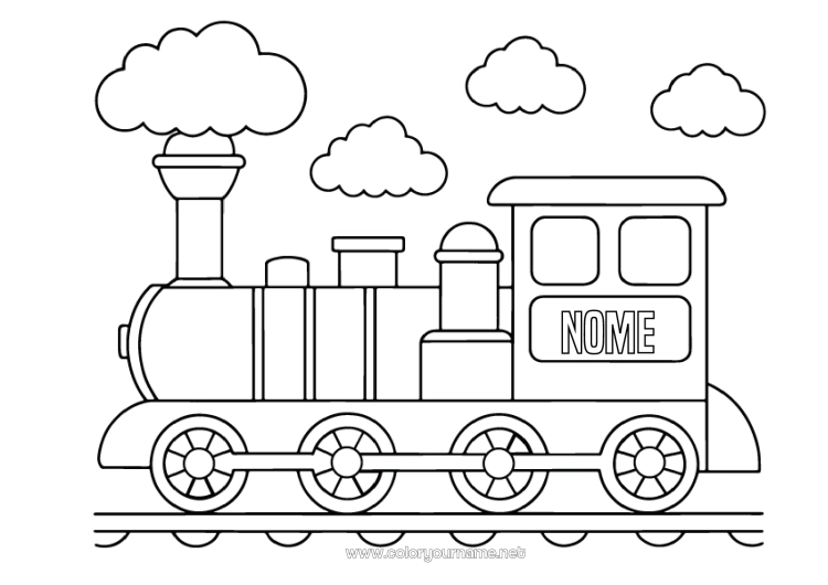 Pagina da colorare da stampare Veicoli Treno Locomotiva Trasporto pubblico terrestre