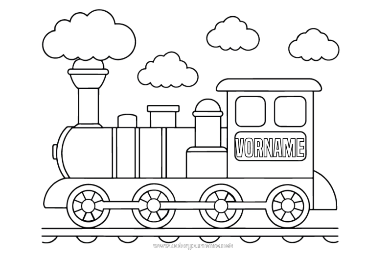 Malvorlage zum Ausdrucken Fahrzeuge Zug Lokomotive Öffentlicher Nahverkehr