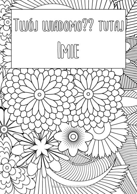 Kolorowanka do wydruku Kwiaty Margaret Zentangle Etykieta Tło dekoracyjne Okładka zeszytu