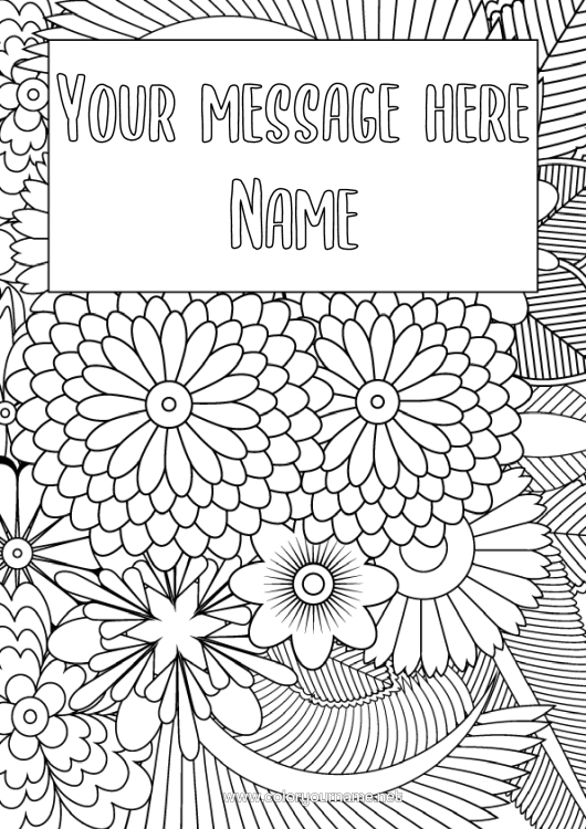 Colouring page to print Flowers Daisy Zentangle Label Decorative Background Notebook Cover