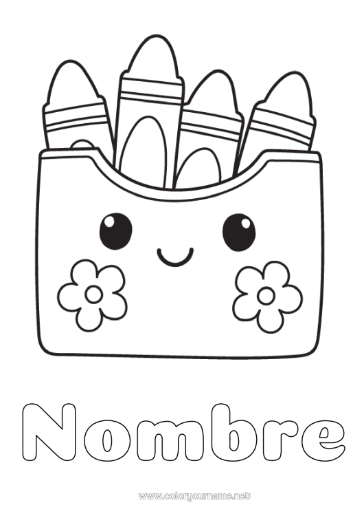 Dibujo para colorear para imprimir Kawaii Lápiz de color Dibujos fáciles para colorear Lápiz Útiles escolares Estuche