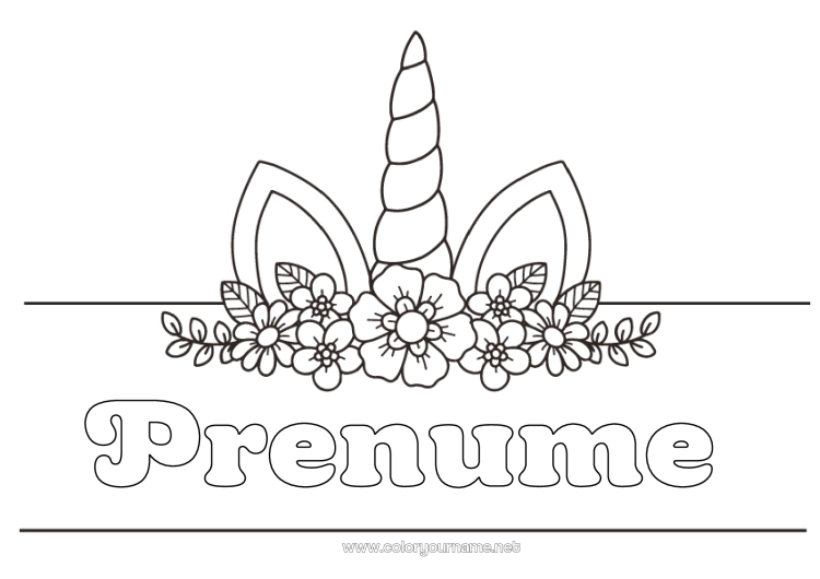 Pagină de colorat de imprimat Unicornă Animal Dragoni, unicorni și animale fantastice Etichetă