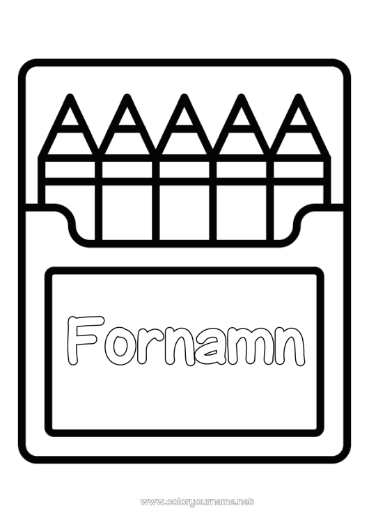 Färgläggningssida att skriva ut Färgpennor Lätta målarbilder Blyertspenna Skolmaterial