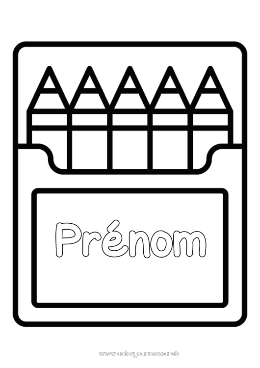 Coloriage à imprimer Crayon de couleur Coloriages faciles Crayon Fournitures scolaires