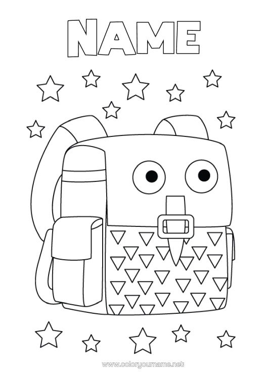 Colouring page to print School Bag Back To School Stationery Supplies