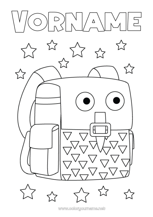 Malvorlage zum Ausdrucken Schultasche Schulbeginn Schulbedarf