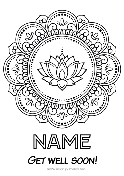 Colouring page to print Flowers Calm And Zen Lotus Flower