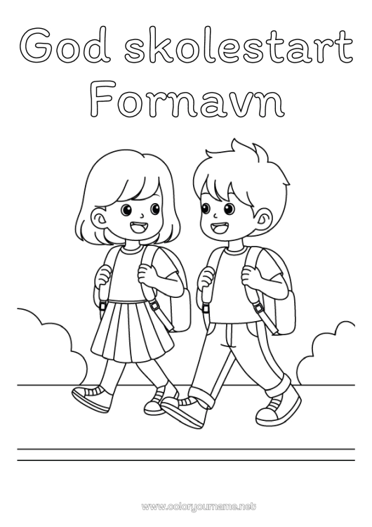 Fargeleggingssiden til utskrift Skoleveske Skolestart