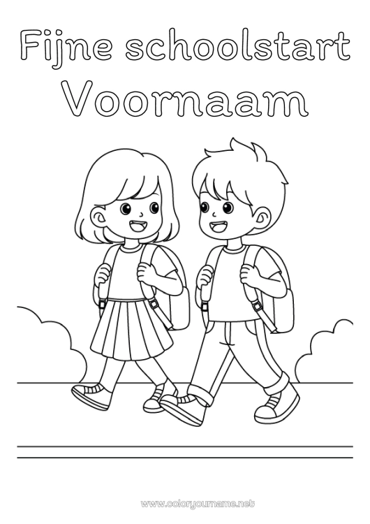 Kleurplaat om af te drukken Schooltas Terug naar school 