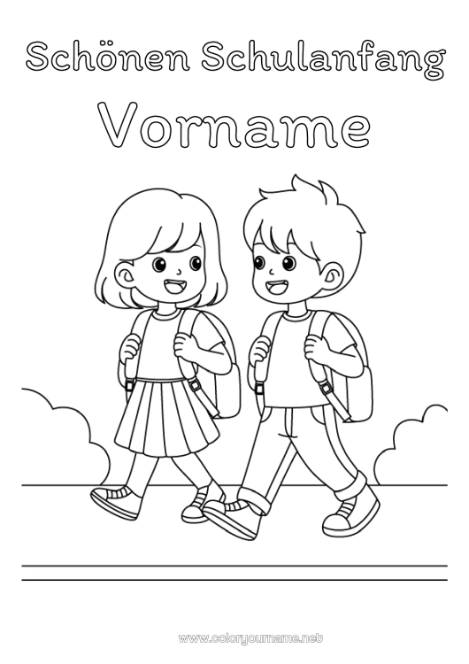 Malvorlage zum Ausdrucken Schultasche Schulbeginn