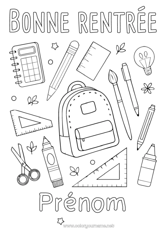 Coloriage à imprimer Crayon Cartable Rentrée scolaire 