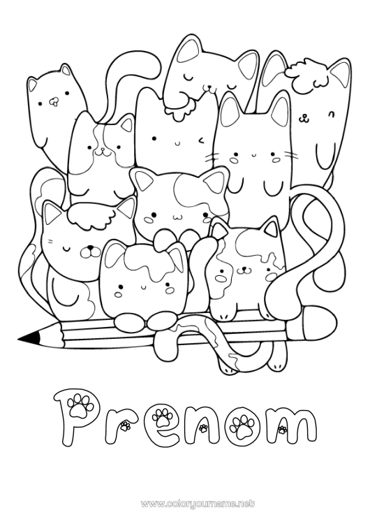 Coloriage à imprimer Chat Animal Chiens et chats Crayon Fournitures scolaires