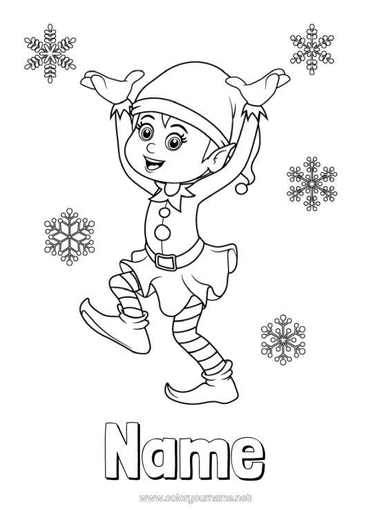 Colouring page to print Christmas Elves Christmas Elf Colouring Pages