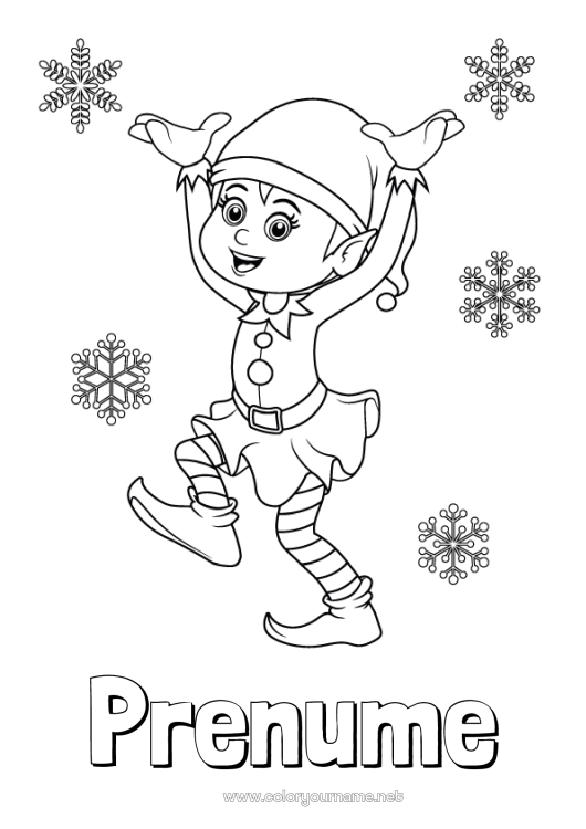 Pagină de colorat de imprimat Moșneguții de Crăciun Crăciun Desene de colorat cu spiriduși