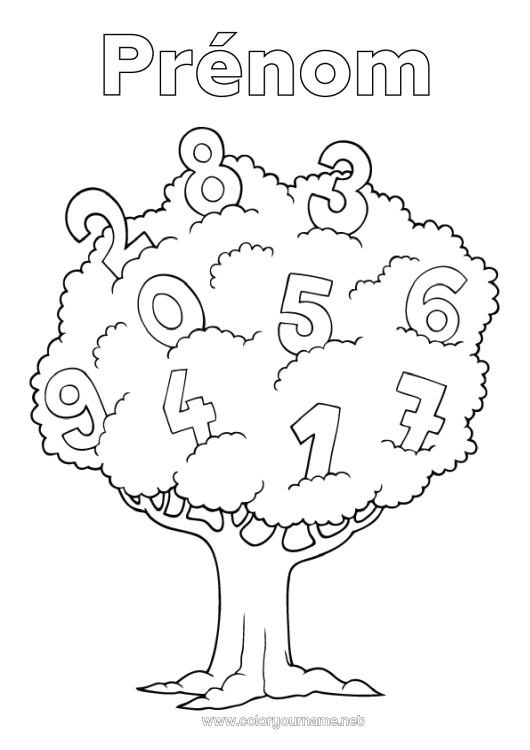Coloriage à imprimer Chiffre Activités enfants Arbre Coloriages faciles