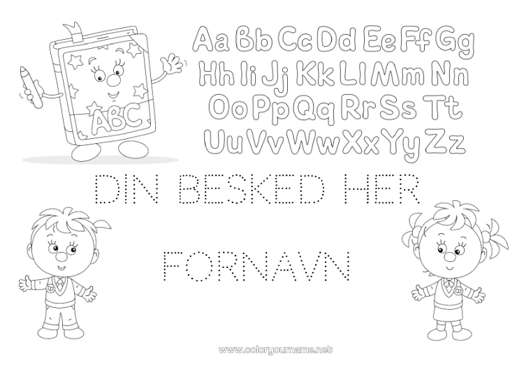 Farvelægningssiden til udskrivning Barn Børneaktiviteter Alfabet Bog Lekture Brev fra alfabetet