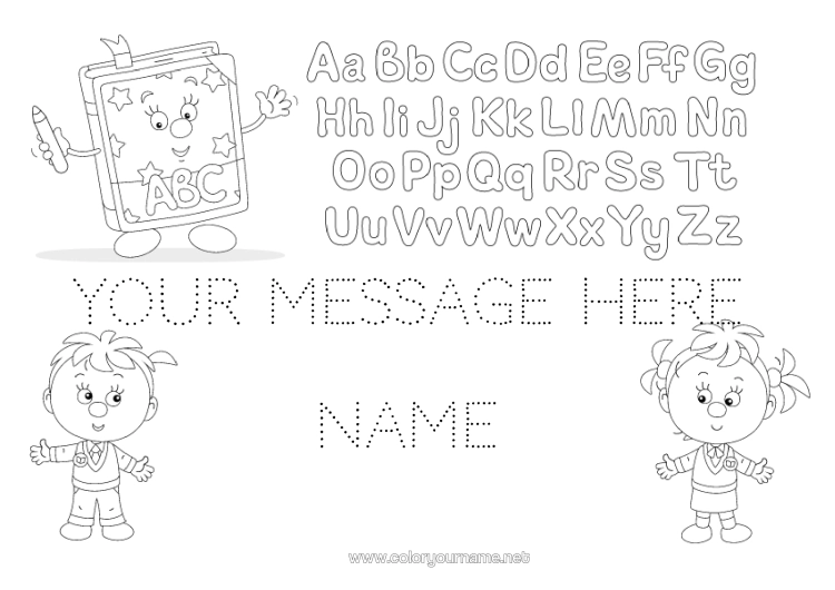 Colouring page to print Child Children's Activities Alphabet Book Reading Letter Of The Alphabet