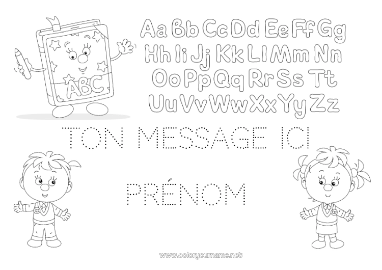 Coloriage à imprimer Enfant Activités enfants Alphabet Livre Lecture Lettre de l'alphabet