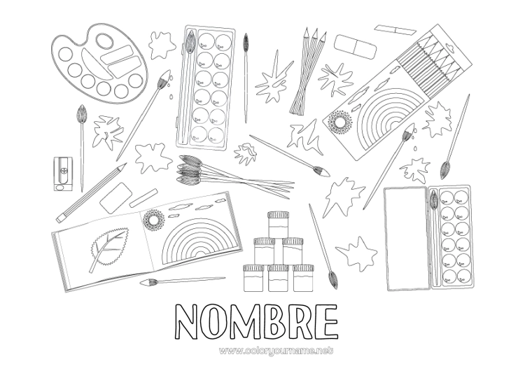 Dibujo para colorear para imprimir Arte Pincel Lápiz de color Profesiones Artísticas Útiles escolares Pintura
