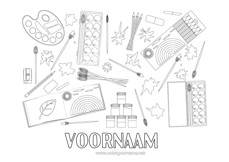 Kleurplaat om af te drukken Kunst Kwast Kleurpotlood Beroepen in de kunst Schoolbenodigdheden Verf