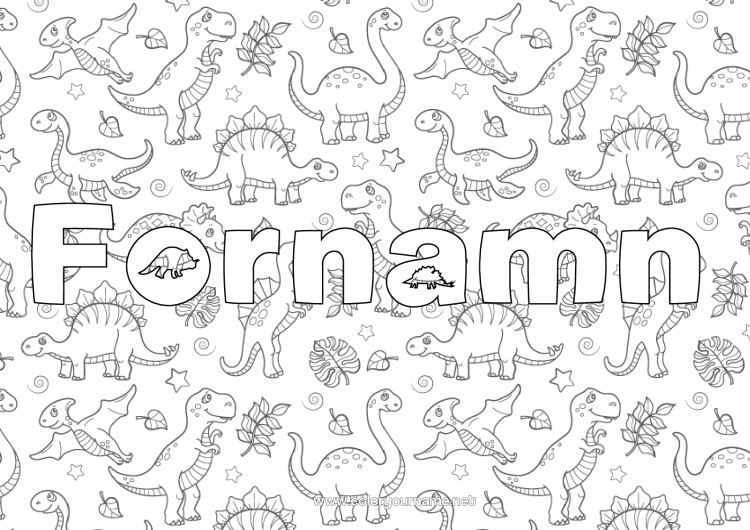 Färgläggningssida att skriva ut Dinosaurier Djur Tyrannosaurus Triceratops Stegosaurus Dekorativ bakgrund
