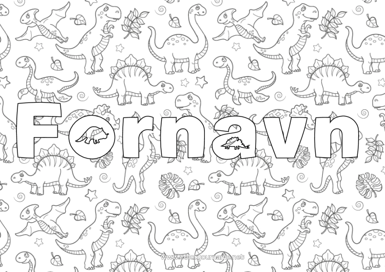 Fargeleggingssiden til utskrift Dinosaurer Dyr Tyrannosaurus Triceratops Stegosaurus Dekorativ bakgrunn