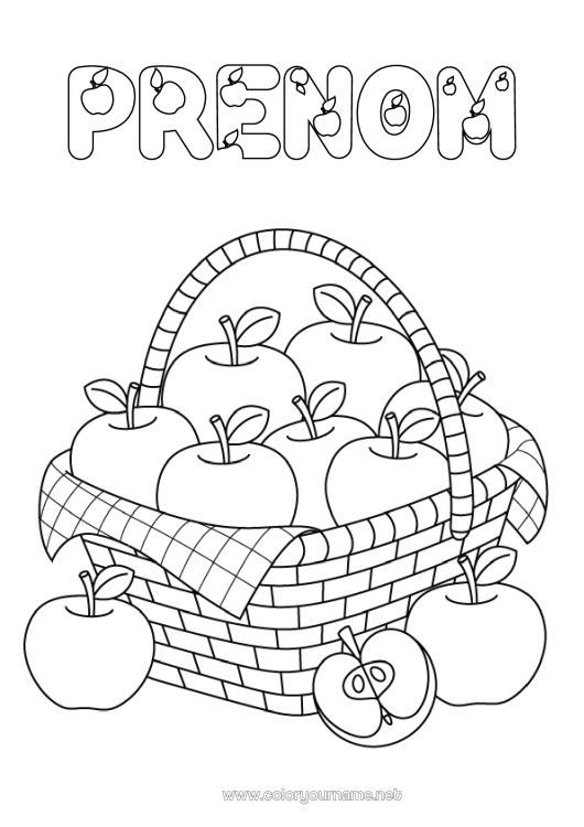 Coloriage à imprimer Panier Fruits Pomme