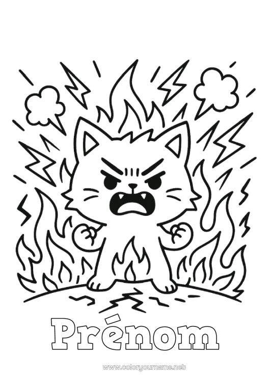 Coloriage à imprimer Chat Animal De mauvaise humeur Chiens et chats émotions Colère
