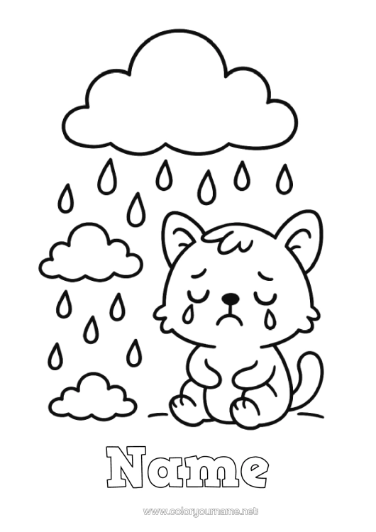 Colouring page to print Cat Animal Easy Colouring Pages Dogs And Cats Emotions Sadness