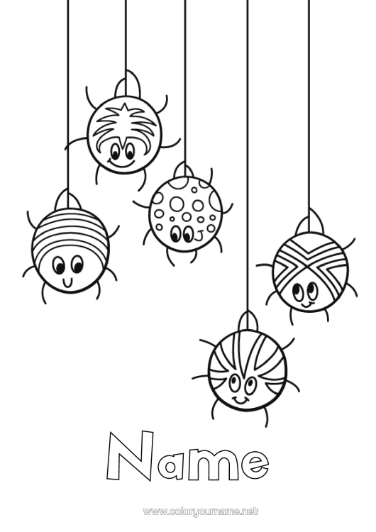 Colouring page to print Spider Animal Easy Colouring Pages Insects Cobweb