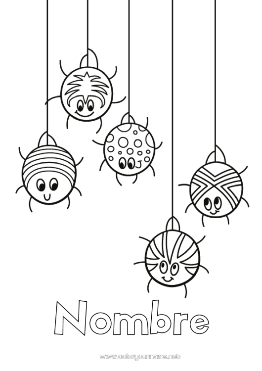 Dibujo para colorear para imprimir Araña Animales Dibujos fáciles para colorear Insectos Telaraña