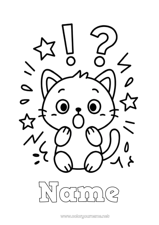 Coloring page to print Cat Animal Cherry Fruits Dog and cat Emotions