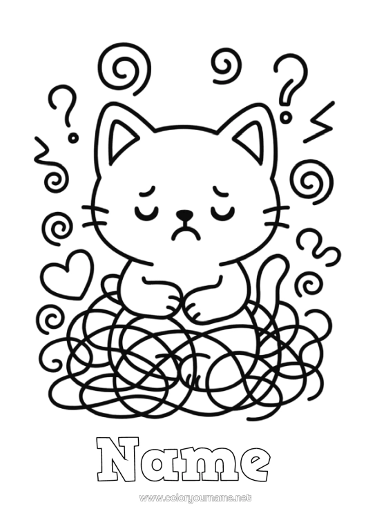 Colouring page to print Cat Animal Easy Colouring Pages Dogs And Cats Emotions
