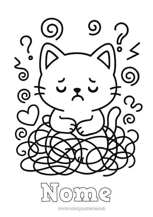 Pagina da colorare da stampare Gatto Animale Disegni da colorare facili CanI e gatti Emozioni
