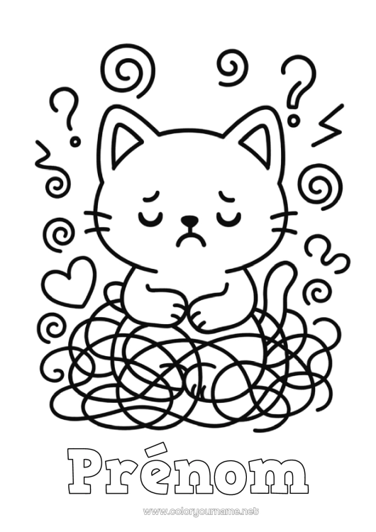Coloriage à imprimer Chat Animal Coloriages faciles Chiens et chats émotions