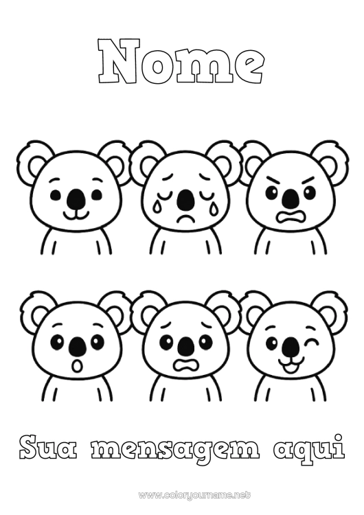 Página de desenho para imprimir Atividades para Crianças Coal Desenhos para colorir fáceis Outros animais do mundo Emoções Tristeza Alegria Medo Surpresa