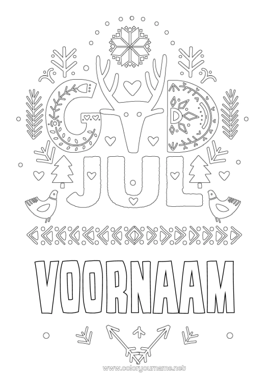Kleurplaat om af te drukken Rendier Kerstmis Bosdieren Zweden Denemarken Noorwegen