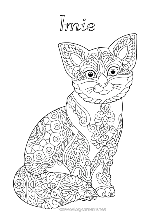 Kolorowanka do wydruku Kot Zentangle Psy i koty