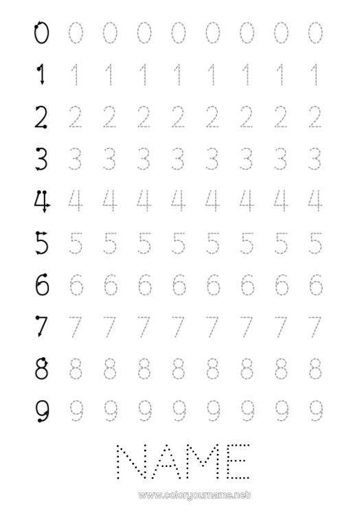 Coloring page to print Number Connect the dots Trace and color Six Two Three Four One Five Preschool graphic design sheet