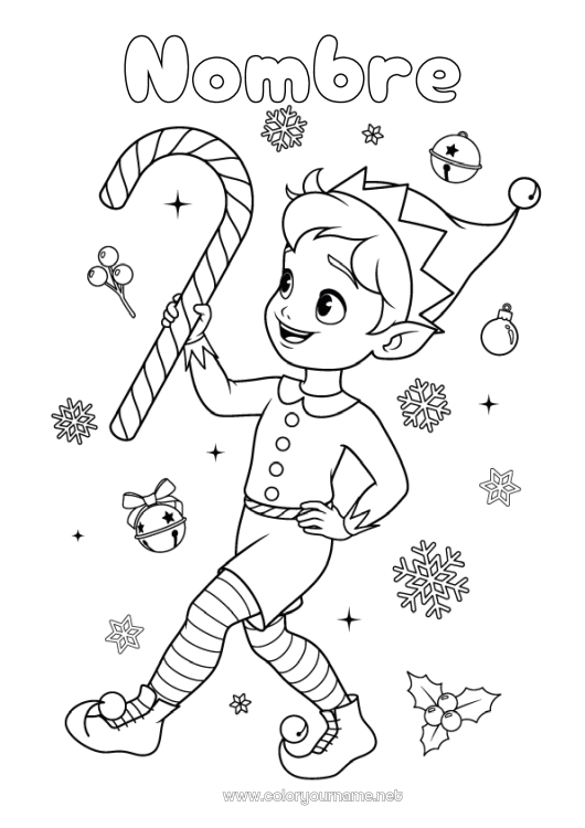 Dibujo para colorear para imprimir Elfos de navidad Navidad Dibujos de Elfos para colorear