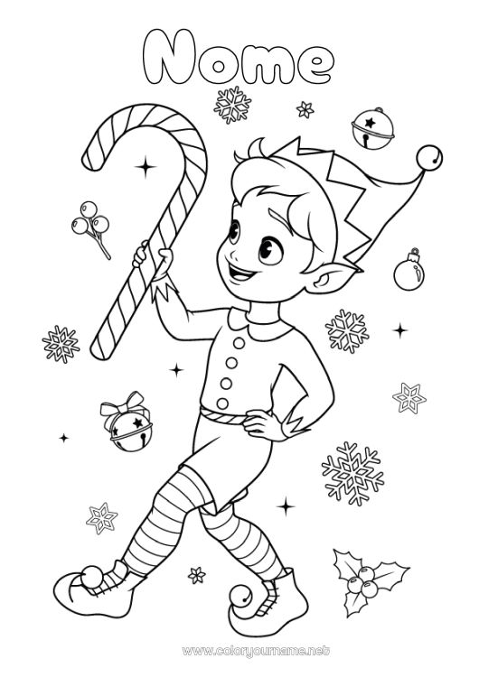 Página de desenho para imprimir Elfo de Natal Natal Páginas para colorir de elfos