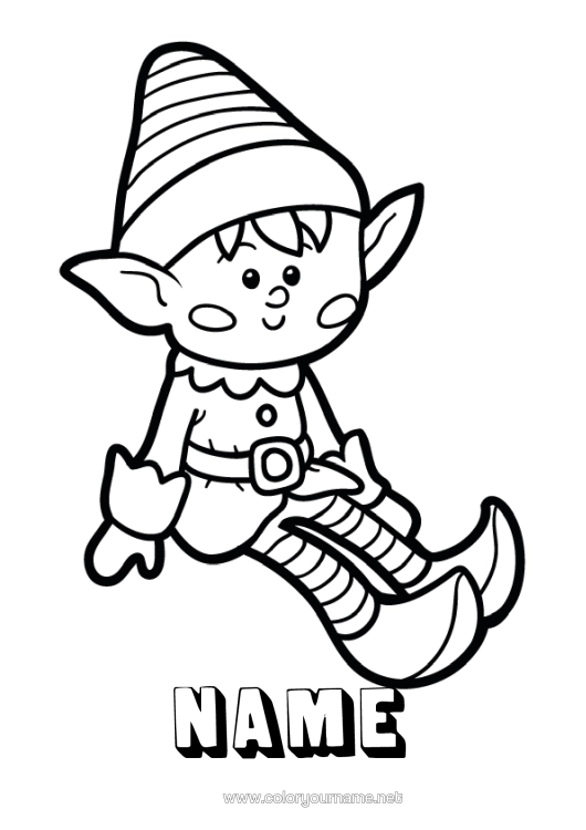 Colouring page to print Christmas Elves Elf Colouring Pages Easy Colouring Pages