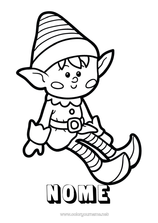 Página de desenho para imprimir Elfo de Natal Páginas para colorir de elfos Desenhos para colorir fáceis