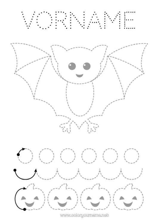 Malvorlage zum Ausdrucken Fledermaus Kürbis Kinderaktivitäten Tier Punkte verbinden Einfache Ausmalbilder Spur und Male Vögel und fliegende Säugetiere Grafikblatt für den Kindergarten
