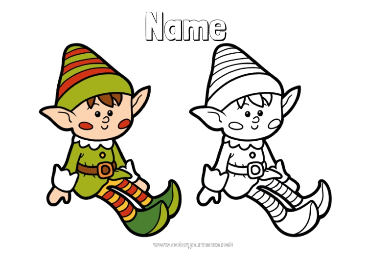 Colouring page to print Christmas Elves Elf Colouring Pages Easy Colouring Pages Colouring With Template