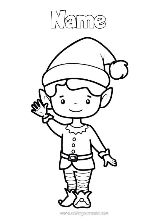Colouring page to print Christmas Elves Elf Colouring Pages Easy Colouring Pages
