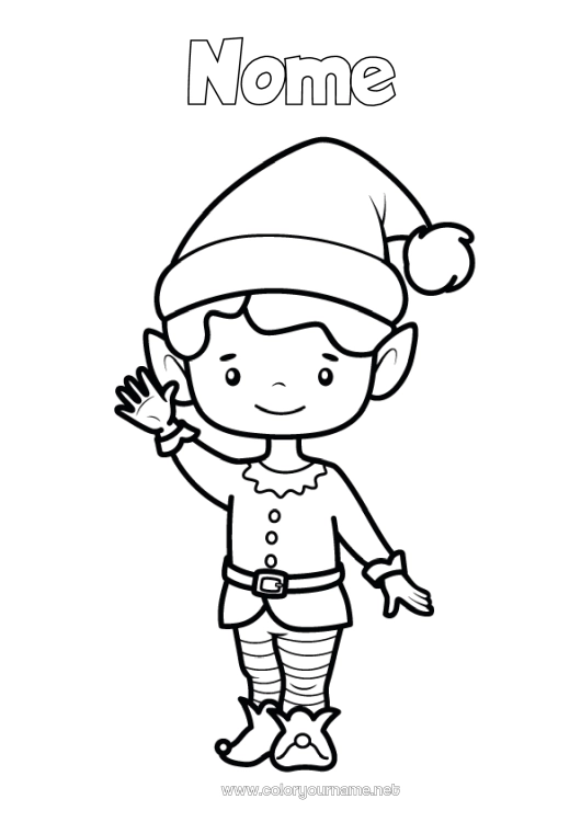 Página de desenho para imprimir Elfo de Natal Páginas para colorir de elfos Desenhos para colorir fáceis