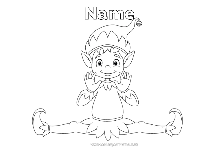 Colouring page to print Christmas Elves Elf Colouring Pages
